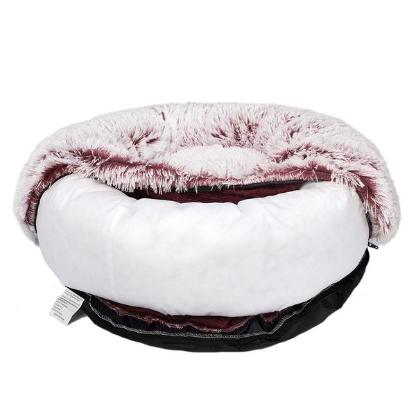 pet products Cat Dog Donut Nest Calming Mat Soft Plush Kennel Pink L