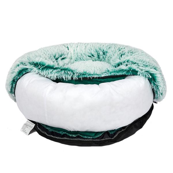 pet products Cat Dog Donut Nest Calming Mat Soft Plush Kennel Teal L
