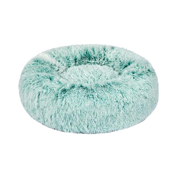 pet products Cat Dog Donut Nest Calming Mat Soft Plush Kennel Teal L
