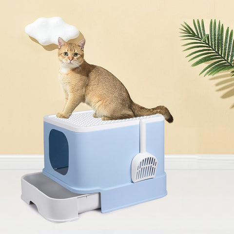 pet products Cat Litter Box Toilet Trapping Odor Control Basin Blue