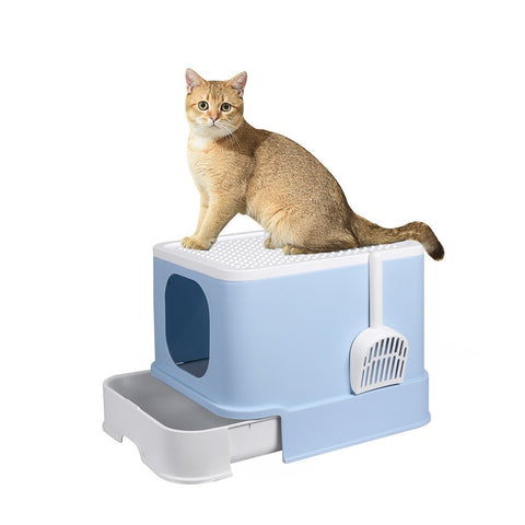 Cat Litter Box Toilet Trapping Odor Control Basin Blue