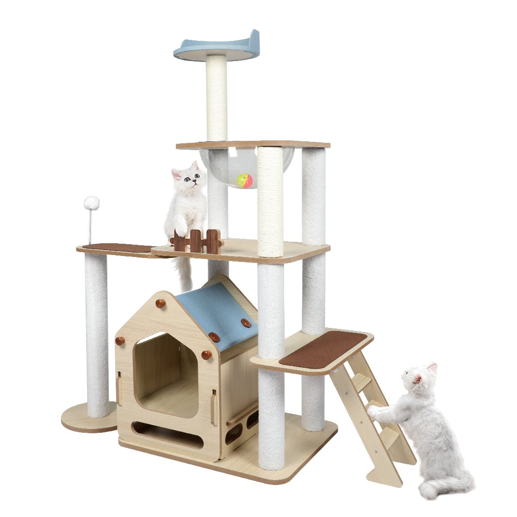 Cat Tree Scratching Post Scratcher Cats Tower Wood Condo Toys House 138cm