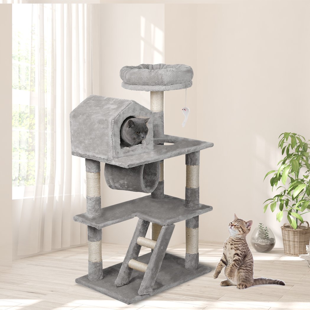 Pet Products Cat Tree Scratching Post Scratcher Tower Condo House Furniture Grey 110cm