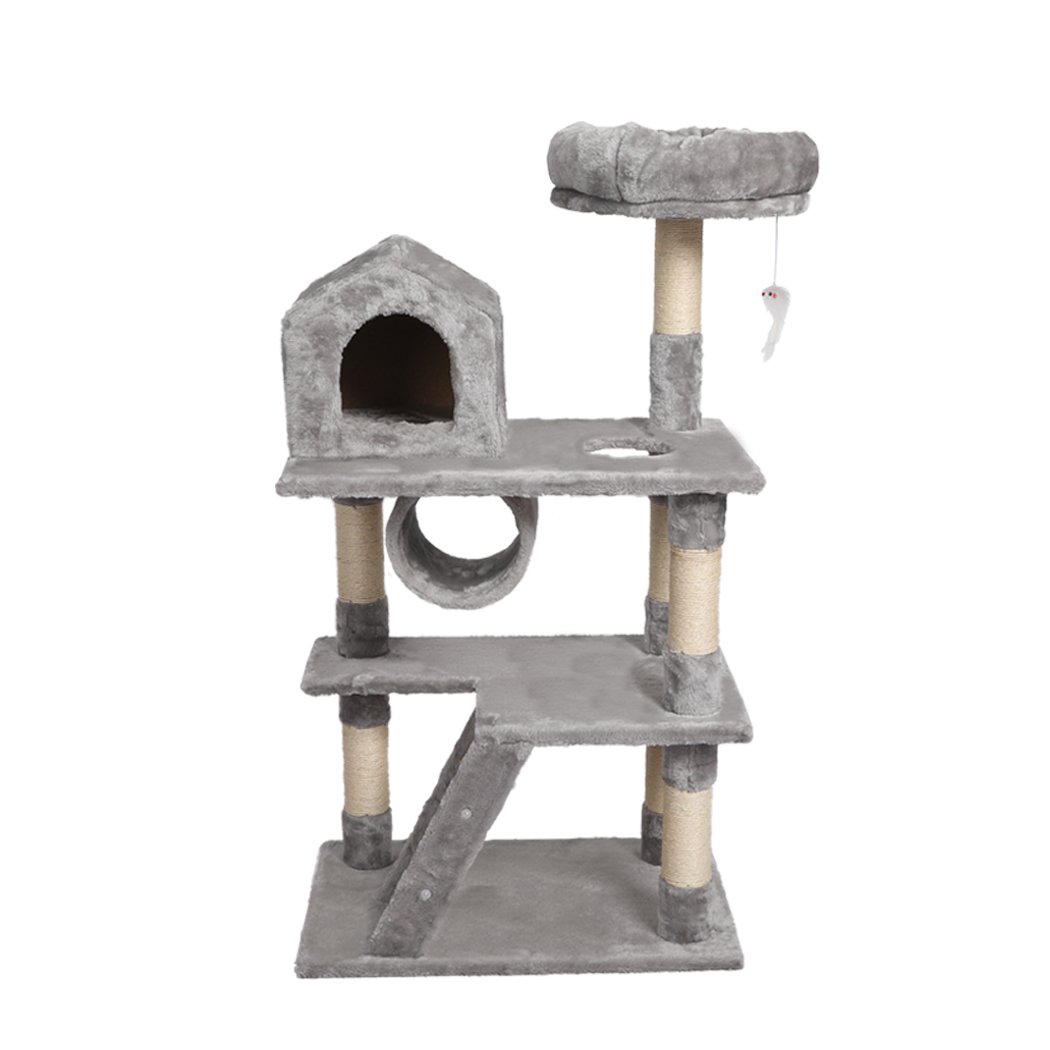 Pet Products Cat Tree Scratching Post Scratcher Tower Condo House Furniture Grey 110cm