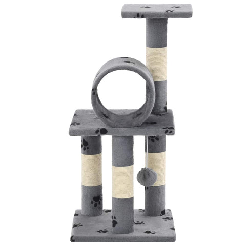 Cat Tree with Sisal Scratching Poasts 65 cm Grey Paw Prints