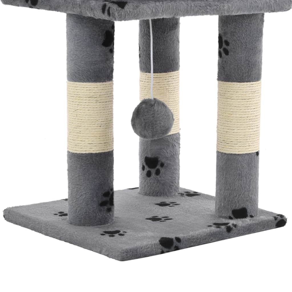 vidaxl20- Cat Tree with Sisal Scratching Poasts 65 cm Grey Paw Prints
