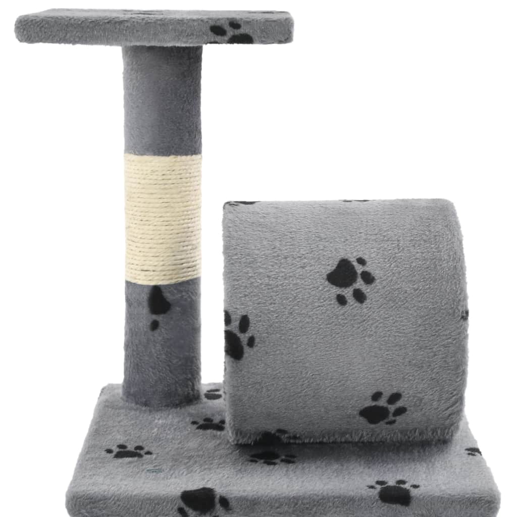 vidaxl20- Cat Tree with Sisal Scratching Poasts 65 cm Grey Paw Prints