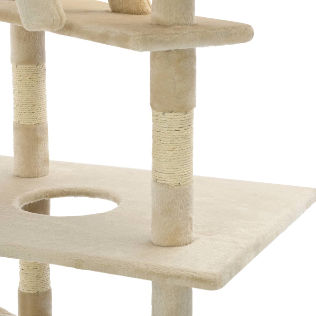 vidaxl30- Cat Tree with Sisal Scratching Posts 230-260 cm Beige