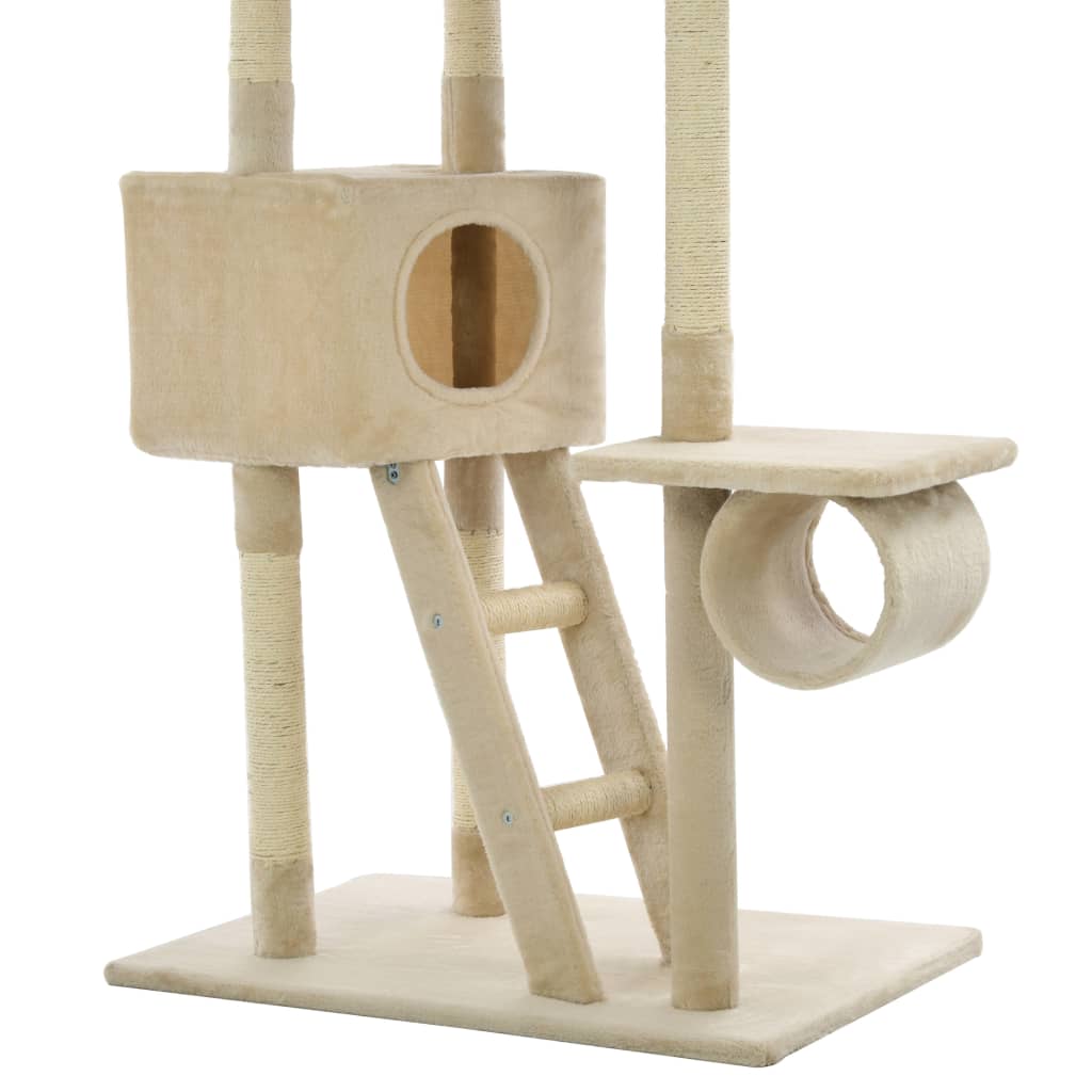 vidaxl30- Cat Tree with Sisal Scratching Posts 230-260 cm Beige