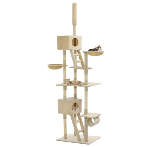 vidaxl30- Cat Tree with Sisal Scratching Posts 230-260 cm Beige