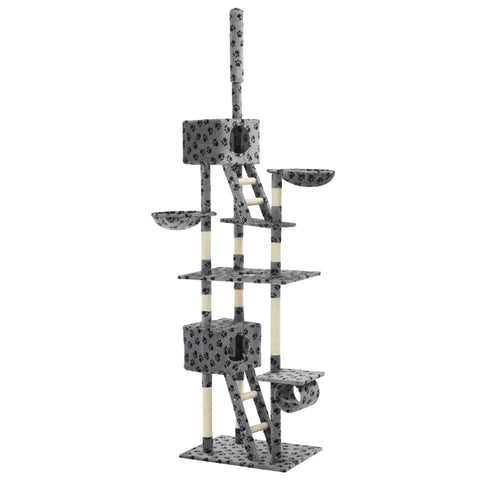 Cat Tree with Sisal Scratching Posts 230-260 cm Grey Paw Prints