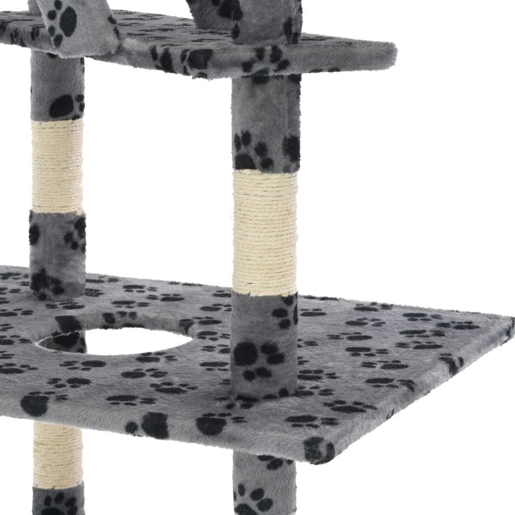 vidaxl30- Cat Tree with Sisal Scratching Posts 230-260 cm Grey Paw Prints
