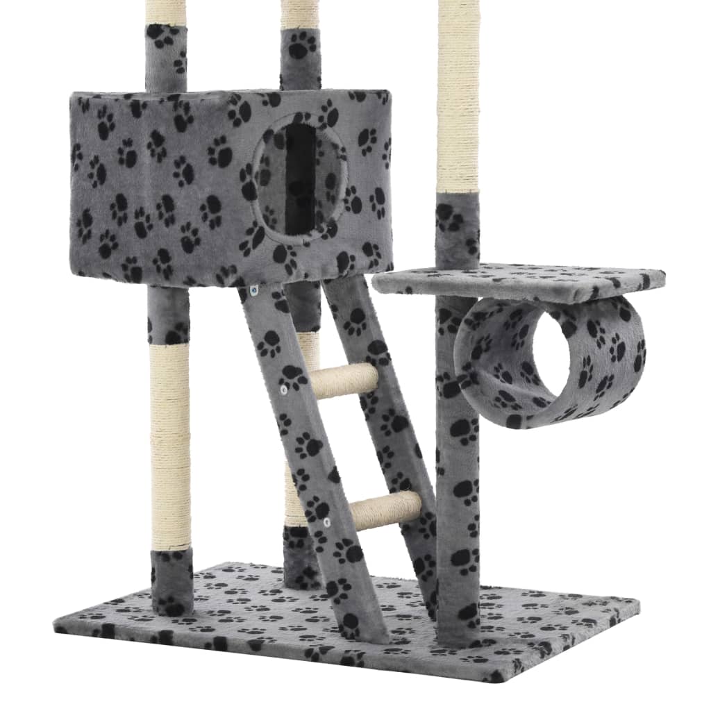vidaxl30- Cat Tree with Sisal Scratching Posts 230-260 cm Grey Paw Prints