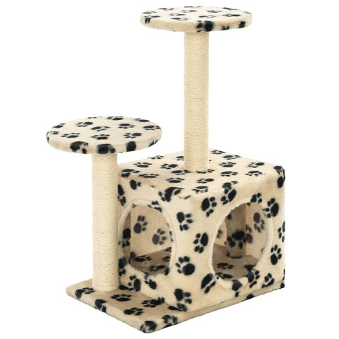 Cat Tree with Sisal Scratching Posts 60 cm Beige Paw Prints