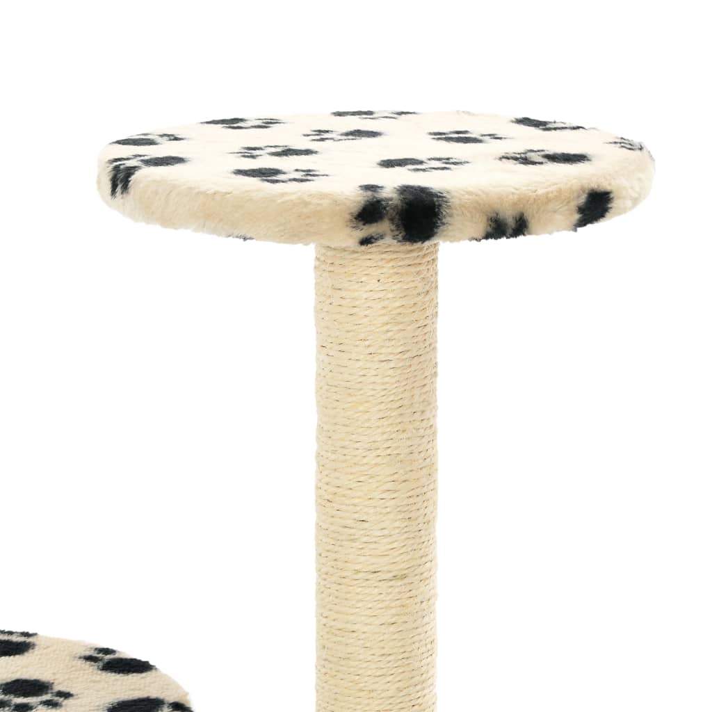 Cat Tree with Sisal Scratching Posts 60 cm Beige Paw Prints