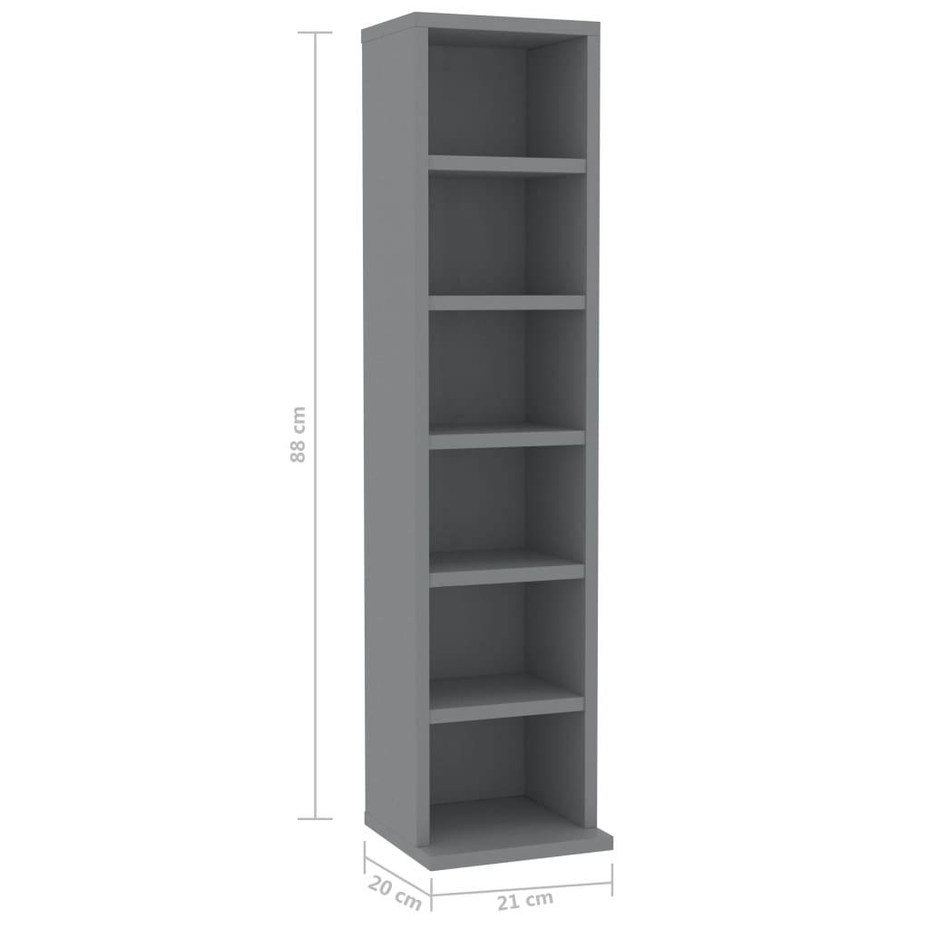 CD Cabinet Grey 21x16x88 cm Chipboard