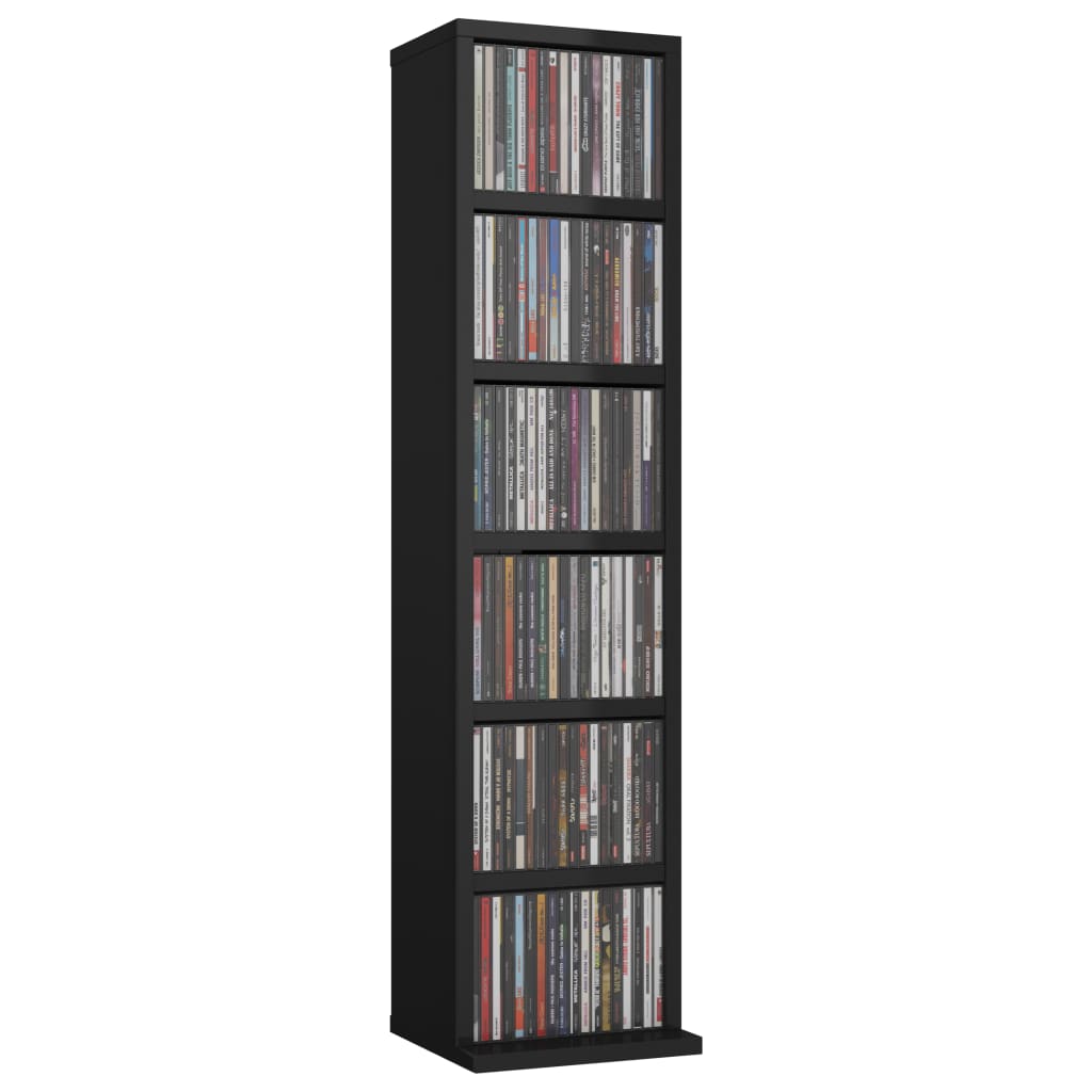 CD Cabinet High Gloss Black 21x16x88 cm Chipboard