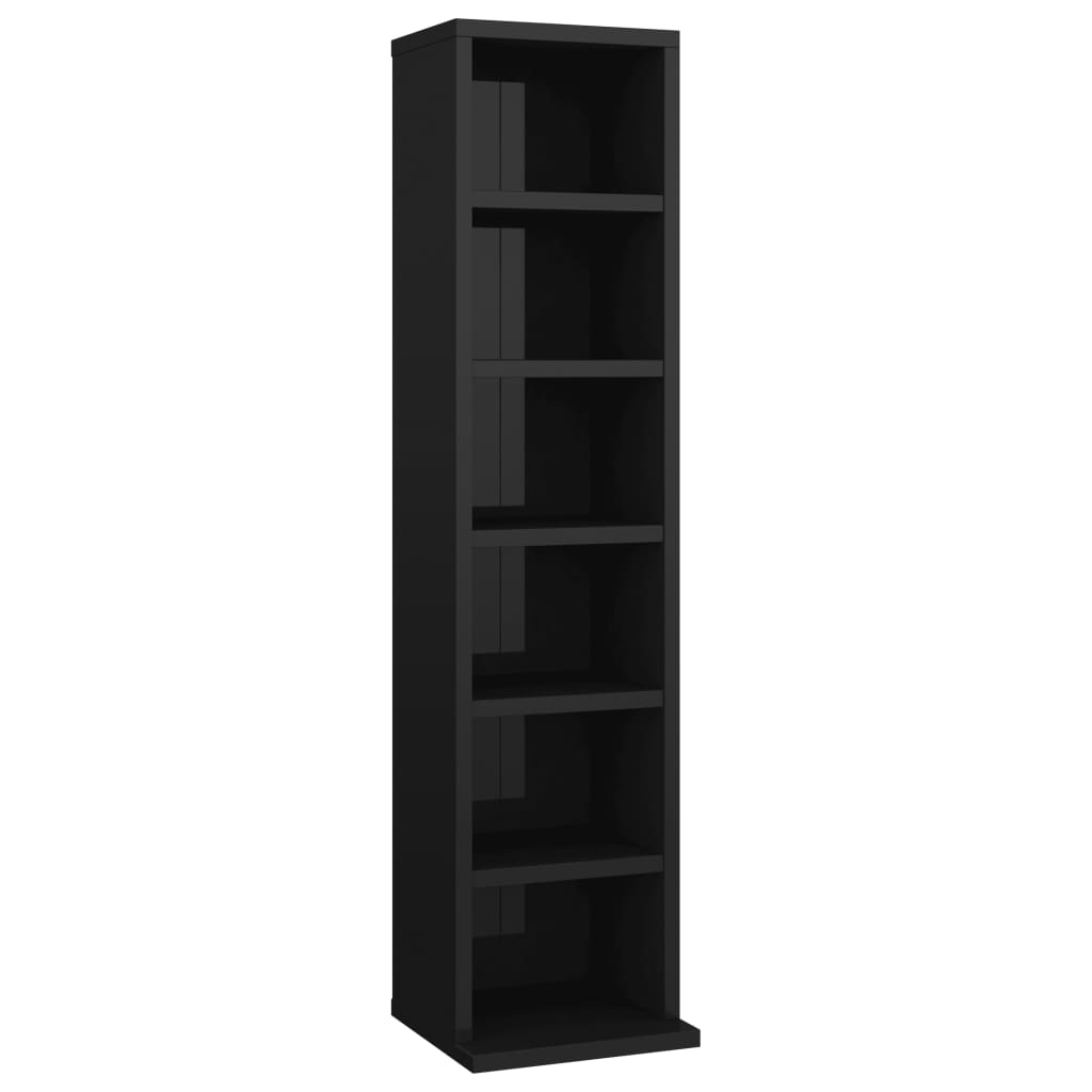 CD Cabinet High Gloss Black 21x16x88 cm Chipboard