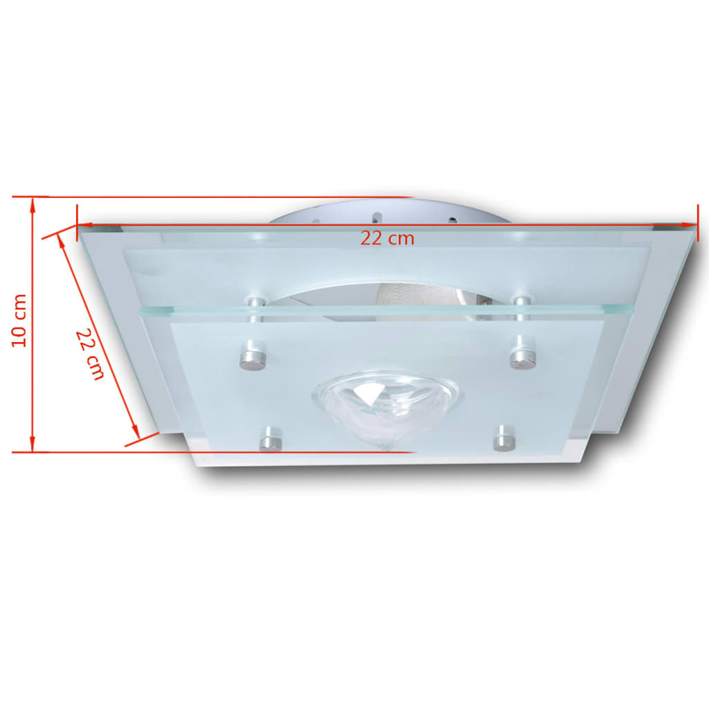 Ceiling Lamp Glass Square 1 x E27 Crystal