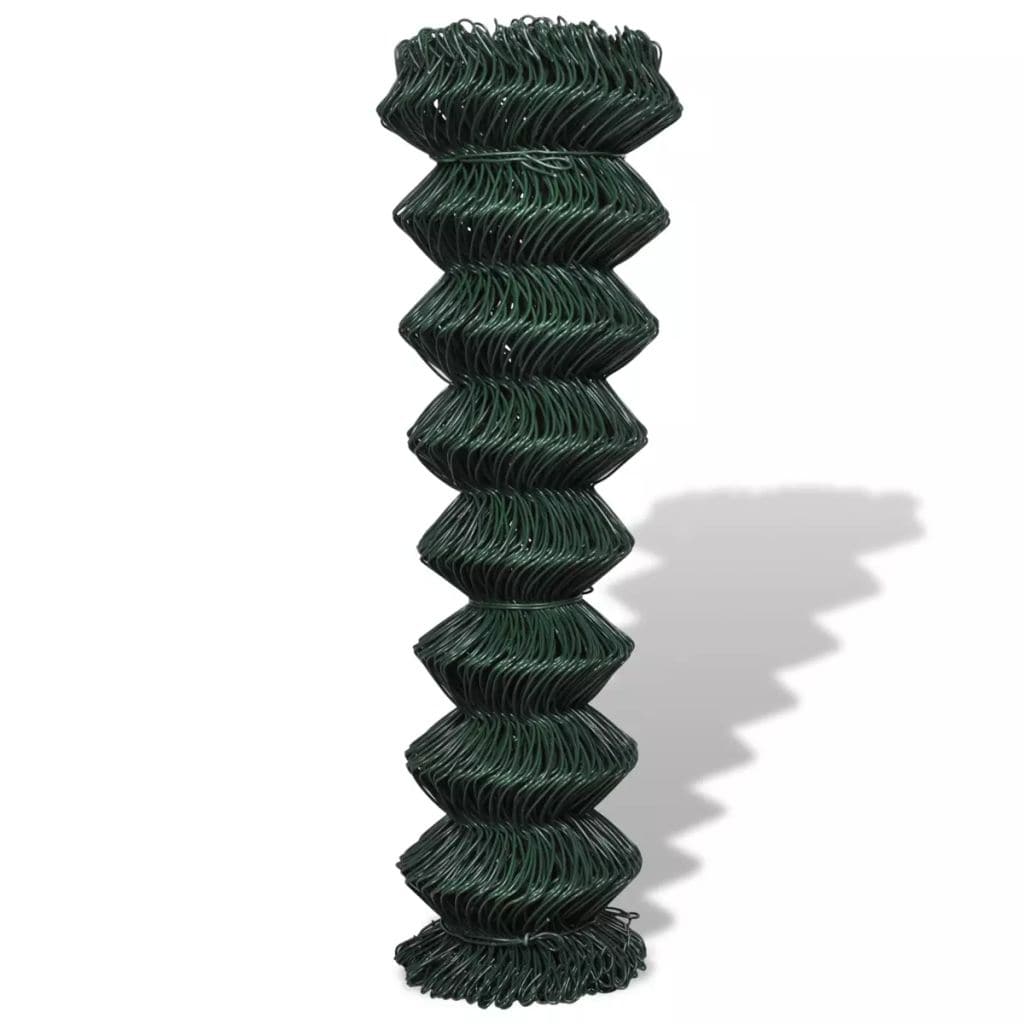 vidaxl30- Chain Link Fence Galvanised Steel 1.5x15 m Green