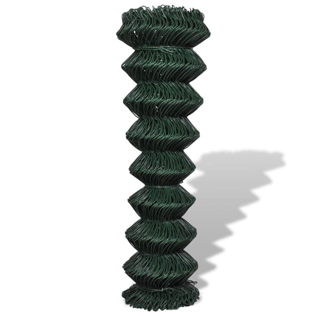 vidaxl35- Chain Link Fence Galvanised Steel 1.5x25 m Green