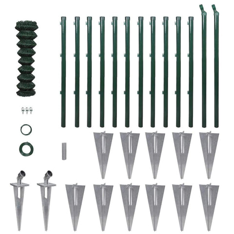 vidaxl50- Chain Link Fence with Posts Spike Galvanised Steel 1.0x25 m