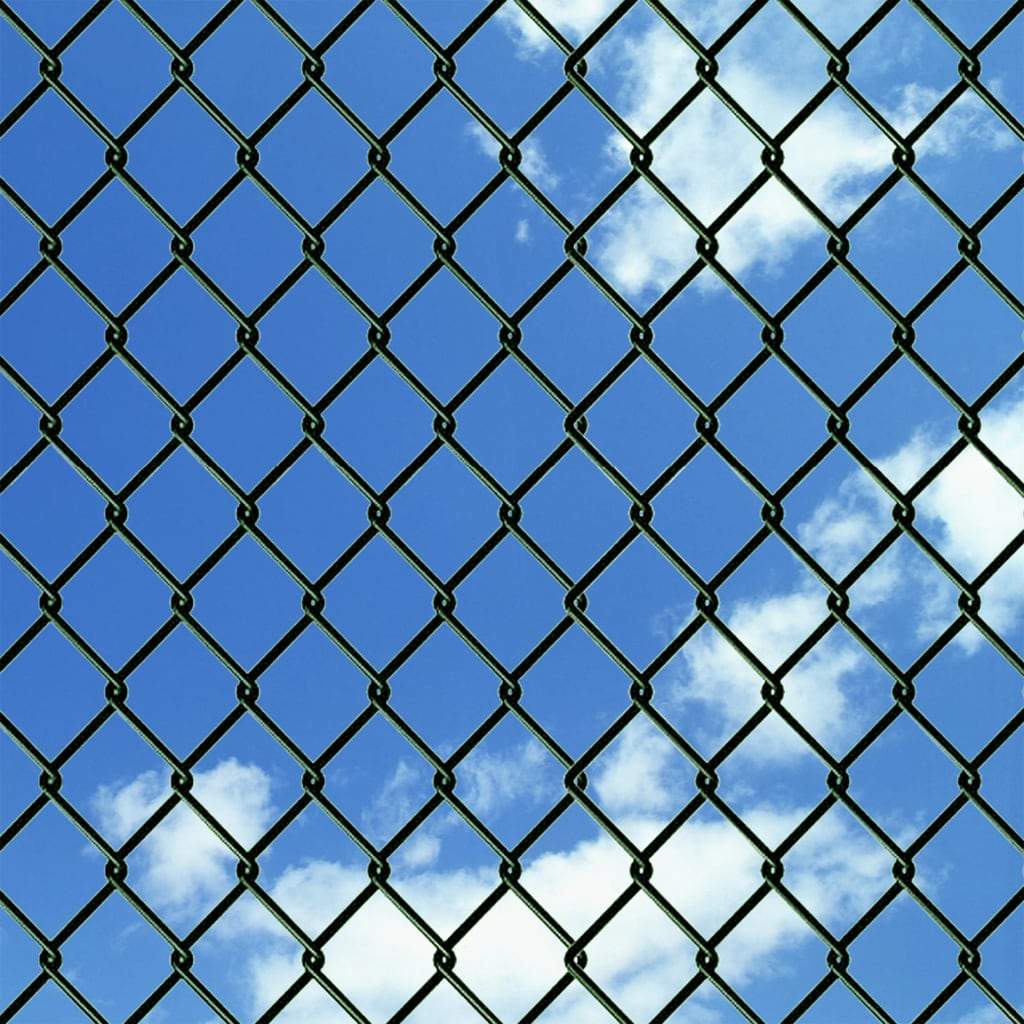 vidaxl40- Chain Link Fence with Posts Spike Galvanised Steel 1.25x15 m