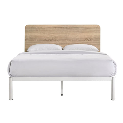 Furniture > Bedroom Chesca Bed Frame Modern White Metal & Wood King