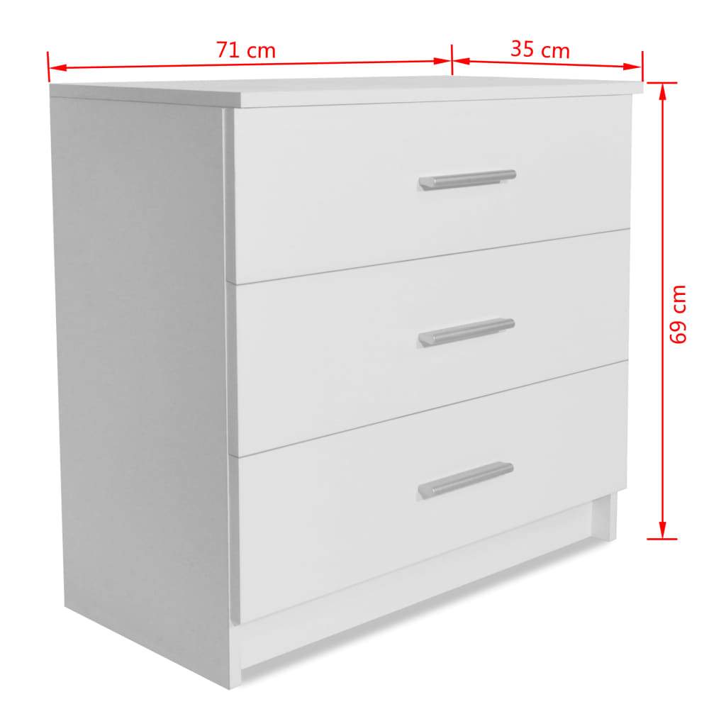 Chest of Drawers Chipboard 71x35x69 cm White