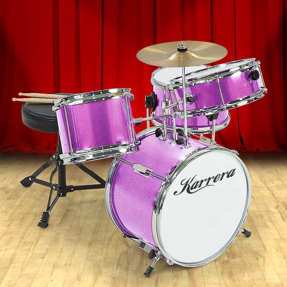 Childrens 4Pc Drum Kit - Purple