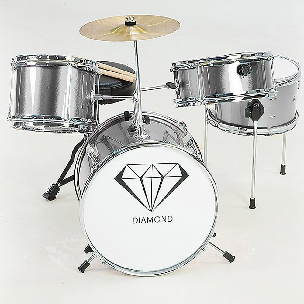 Childrens 4Pc Drum Kit - Silver
