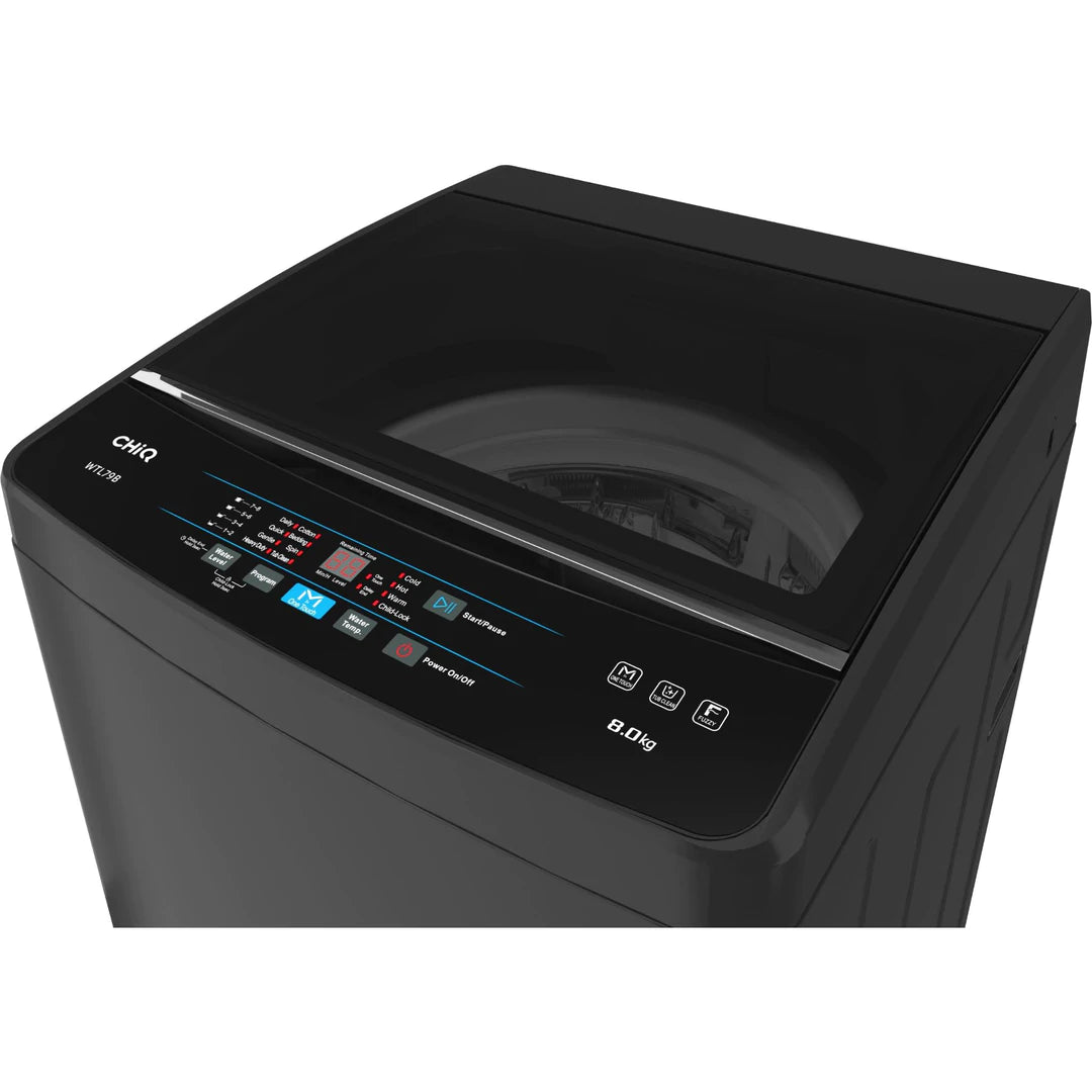 Chiq 8kg top load washing machine (black)