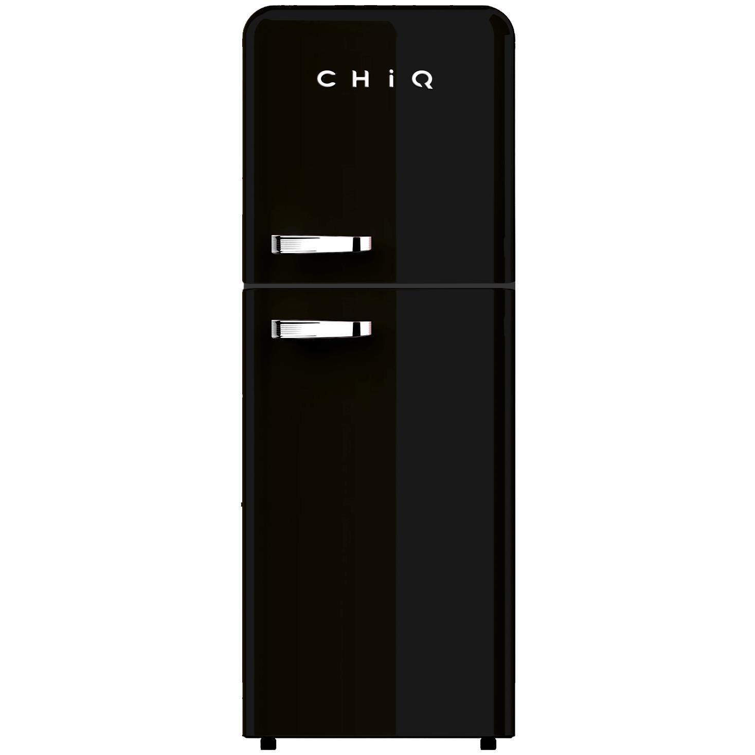 Chiq crtm213b 216l retro style top mount fridge (black)