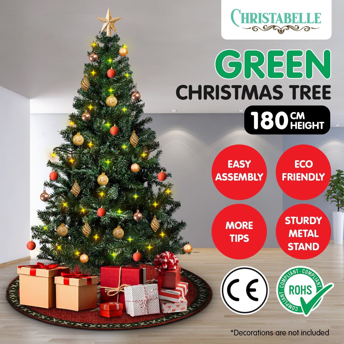 Christabelle Green Artificial Christmas Tree 1.8M - 850 Tips