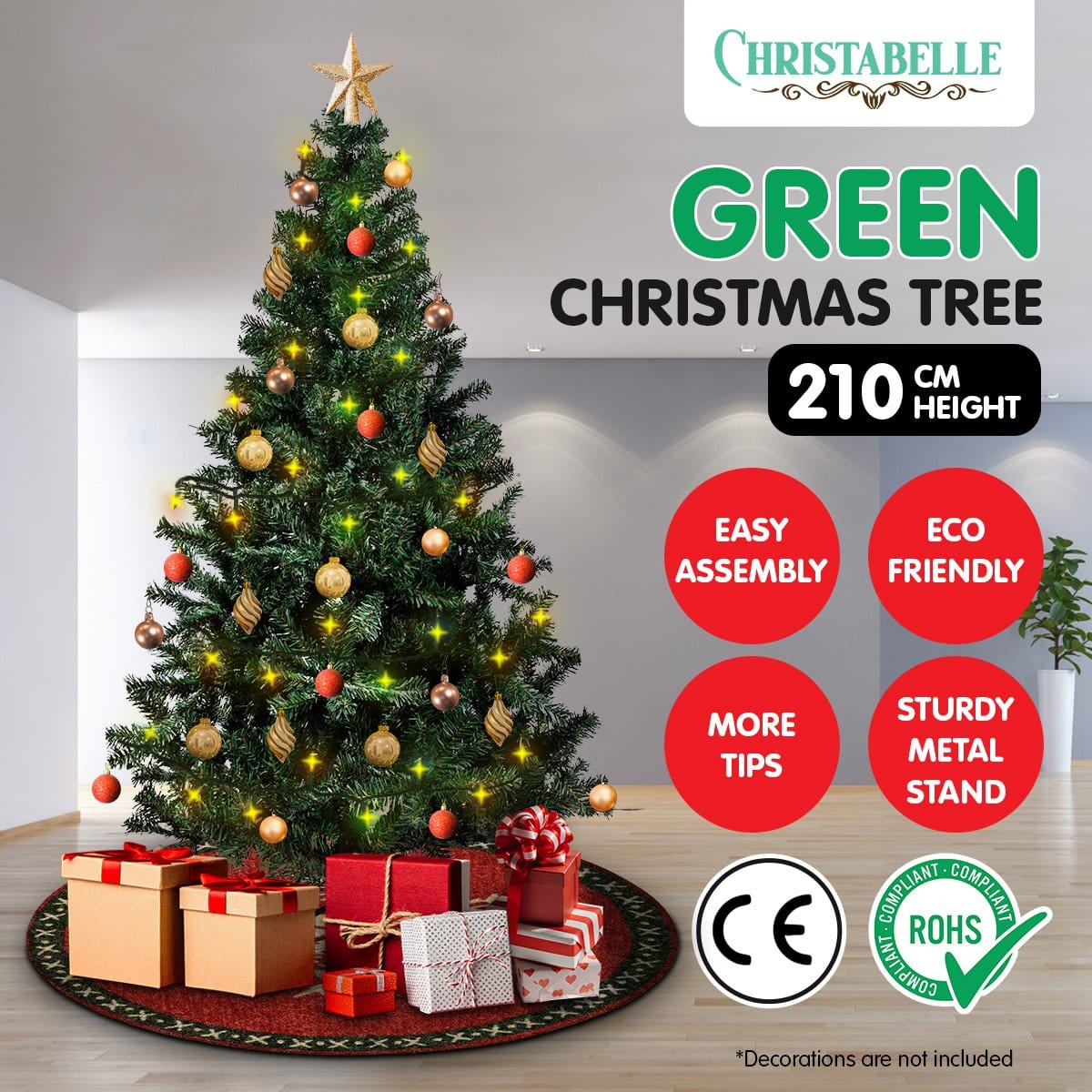Christabelle Green Artificial Christmas Tree 2.1M - 1200 Tips