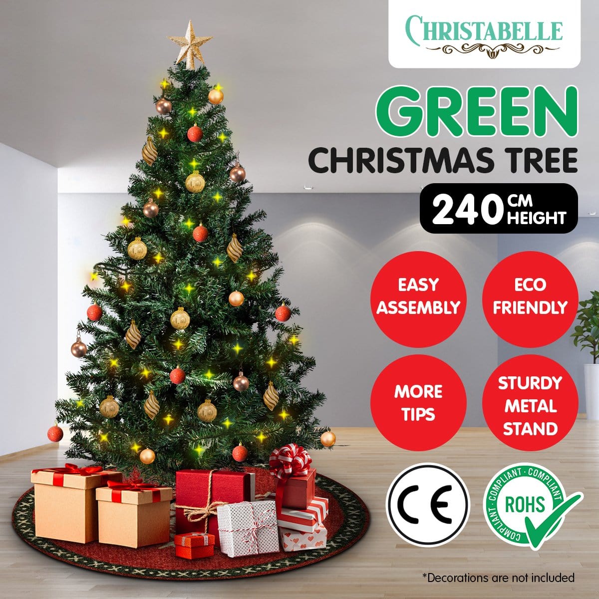 Christabelle Green Artificial Christmas Tree 2.4M - 1500 Tips