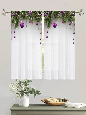 Christmas Ball Pattern Single Panel Sheer Curtain