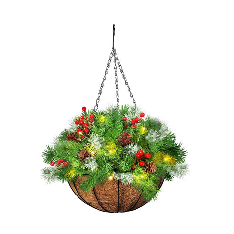 Christmas Hanging Basket Ornaments LED Lights Home Garden Decor
