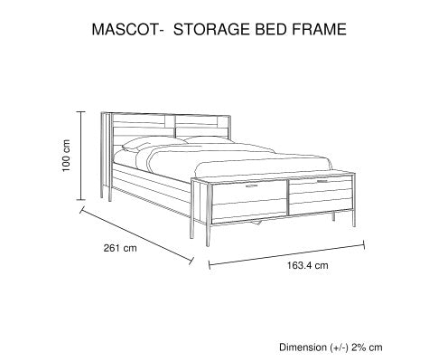 Classic Queen Size Bed with Storage Oak Colour