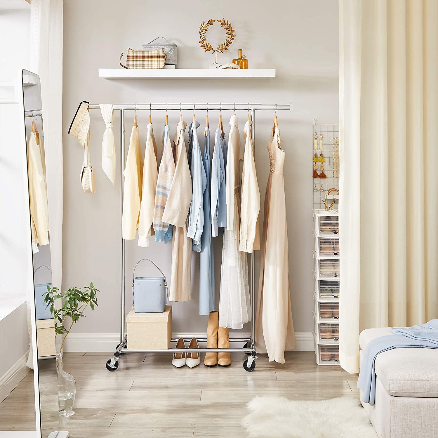 Clothes Rack on Wheels 90 kg Load Capacity