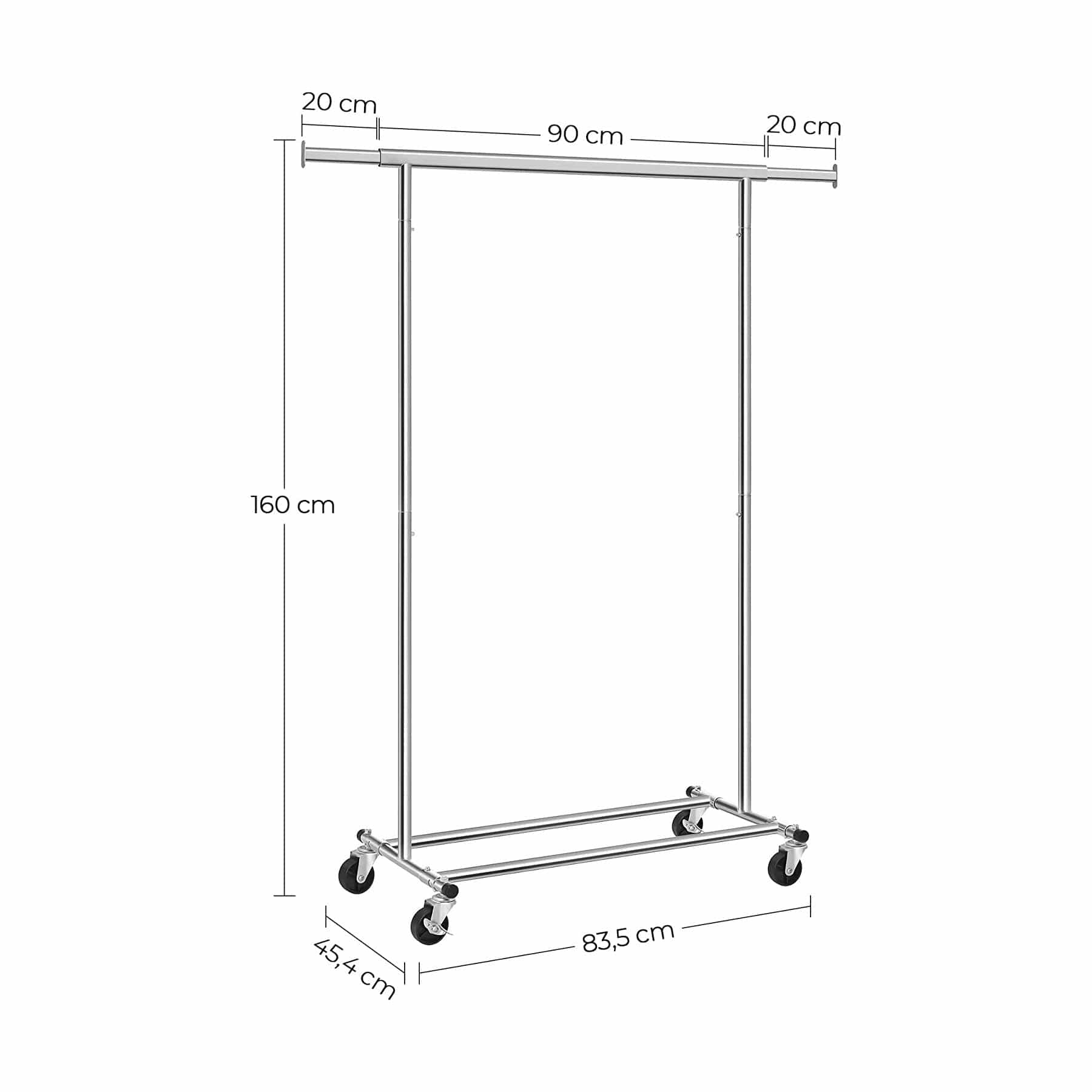 Clothes Rack on Wheels 90 kg Load Capacity