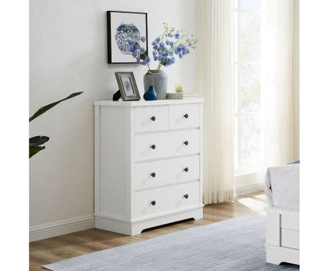 Coastal Style Chest of Drawers Tallboy-white