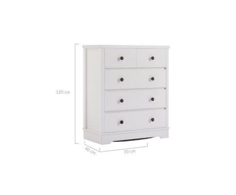 Coastal Style Chest of Drawers Tallboy-white