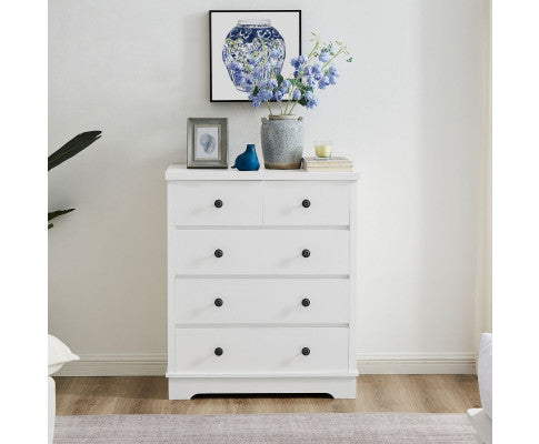 Coastal Style Chest of Drawers Tallboy-white