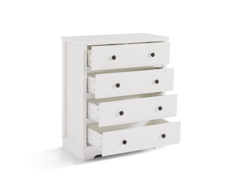 Coastal Style Chest of Drawers Tallboy-white