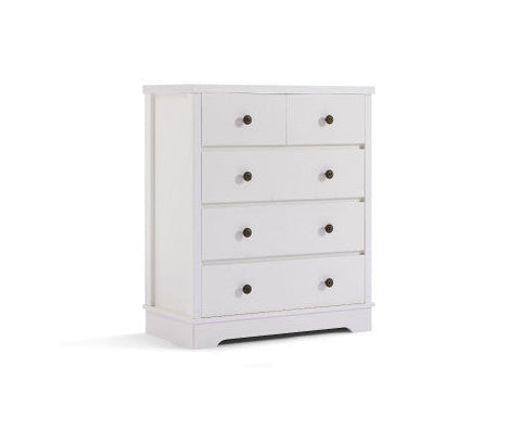 Margaux White Coastal Style Chest Of Drawers Tallboy