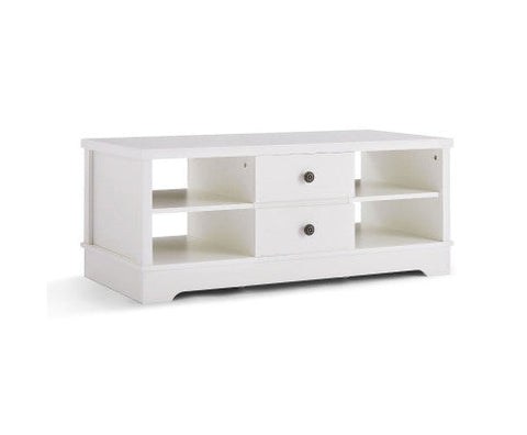 Coastal Style Coffee Table with Drawers-White