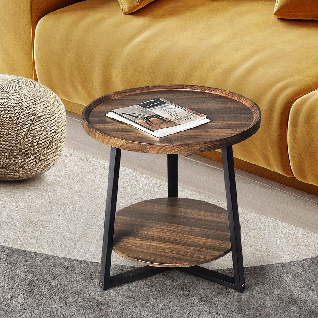 Coffee Table Bedside Tables Nightstand Lamp Storage Steel Legs Industrial