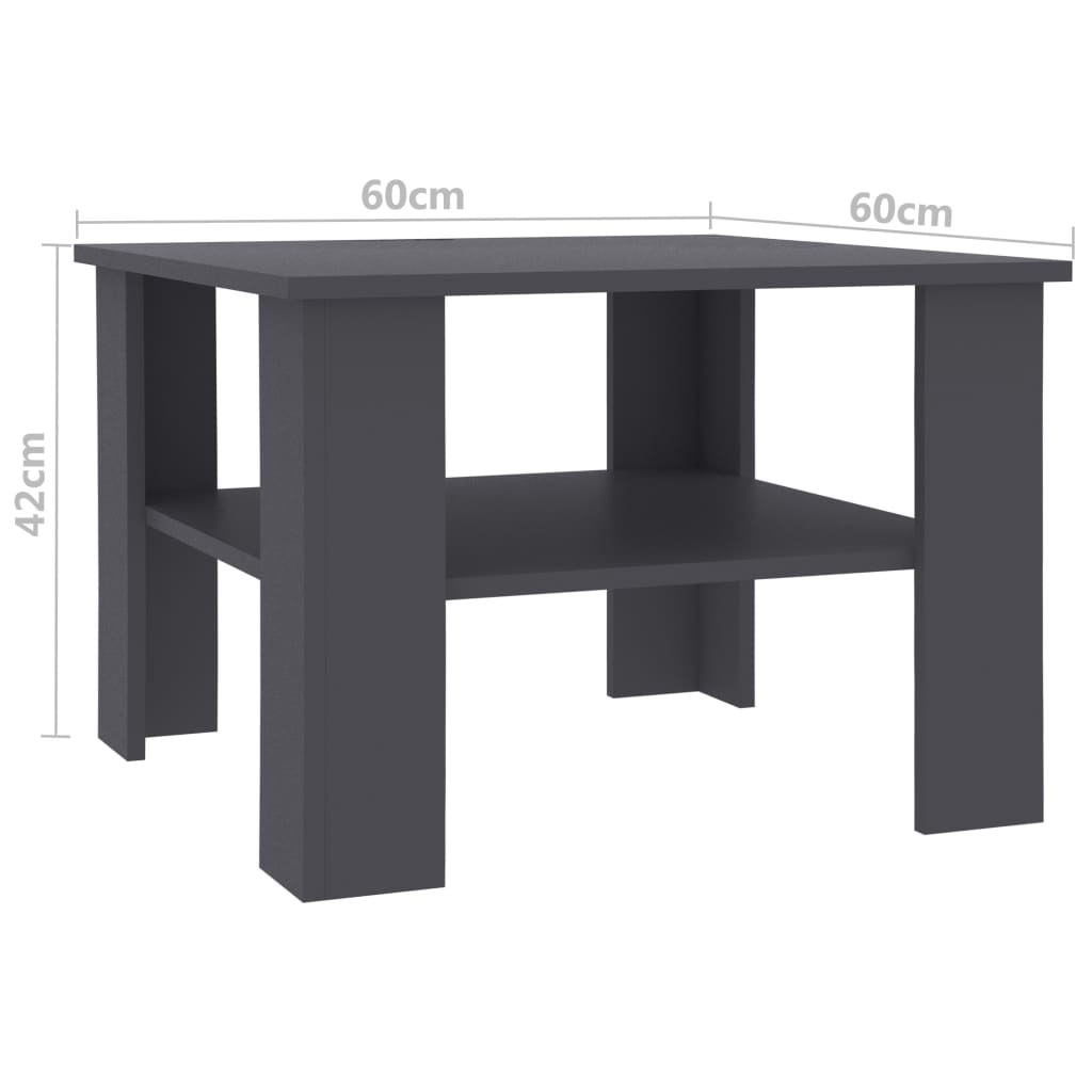 Coffee Table Grey 60x60x42 cm Chipboard