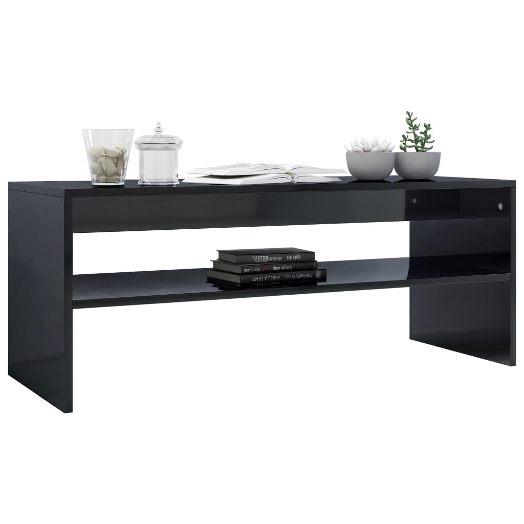Coffee Table High Gloss Black 100x40x40 cm Chipboard